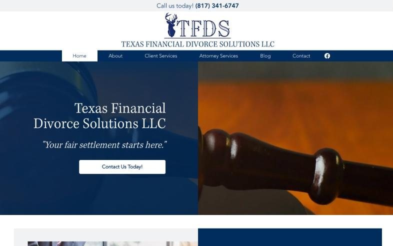 Texas Financial Divorce Solutions website homepage